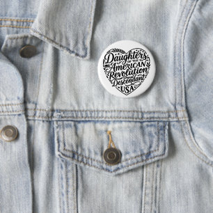 Chapa Redonda De 5 Cm Diseño del corazón de las Hijas de la Revolución A