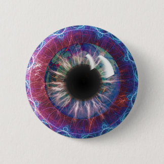Chapa Redonda De 5 Cm Diseño del fractal del ojo de Tesla