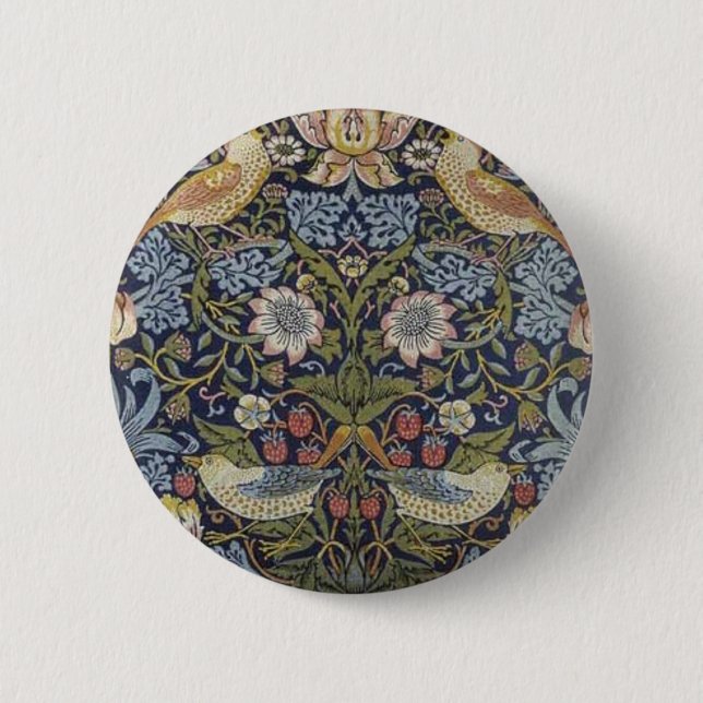 Chapa Redonda De 5 Cm Diseño del ladrón de fresa William Morris 1883 (Anverso)