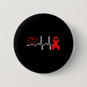 Chapa Redonda De 5 Cm Diseño del latido rojo del latido cardíaco para la