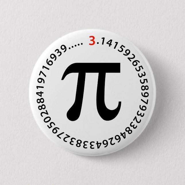 Chapa Redonda De 5 Cm Diseño del número del pi (Anverso)