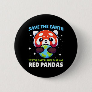 Chapa Redonda De 5 Cm Diseño del panel rojo Save Earth - Divertido Anima