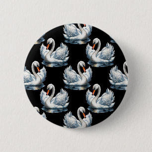 Chapa Redonda De 5 Cm Diseño del patrón de aves de cisne