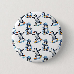 Chapa Redonda De 5 Cm Diseño del patrón de pingüinos