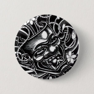 Chapa Redonda De 5 Cm Diseño del tatuaje de máscara de Hannya