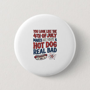 Chapa Redonda De 5 Cm Diseño divertido de camiseta patriótica de hot dog