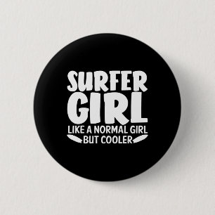 Chapa Redonda De 5 Cm Diseño Divertido de Chica Surfista para Mujeres Ma