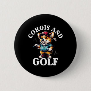 Chapa Redonda De 5 Cm Diseño divertido de Corgi y amante del golf para h