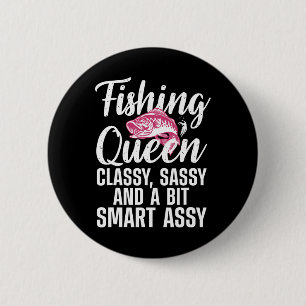 Chapa Redonda De 5 Cm Diseño divertido de la reina de la pesca para muje