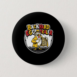Chapa Redonda De 5 Cm Diseño Divertido de Pollo de Ckyard Egg Dealer