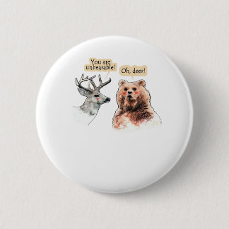 Chapa Redonda De 5 Cm Diseño Divertido de Vida Silvestre de Oso y Ciervo