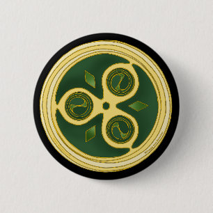 Chapa Redonda De 5 Cm Diseño espiral verde céltico de los discos de los