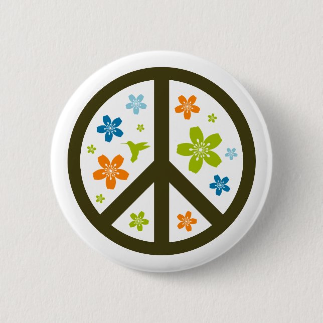 Chapa Redonda De 5 Cm Diseño floral de paz (Anverso)