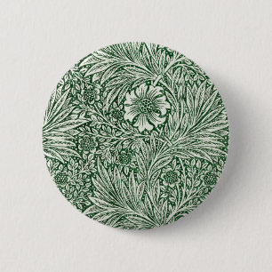 Chapa Redonda De 5 Cm diseño floral verde caléndula de william morris