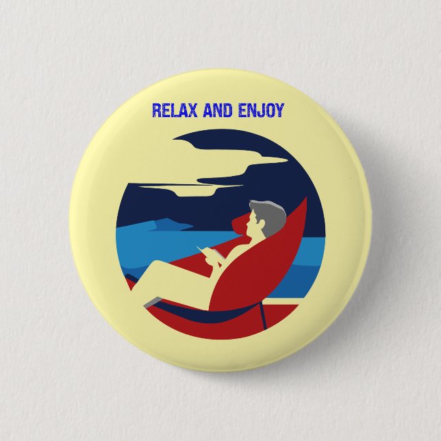 Chapa Redonda De 5 Cm Diseño gráfico de actitud relajada y perezosa (Anverso)