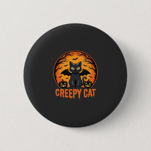 Chapa Redonda De 5 Cm Diseño gráfico de gato espeluznante de Halloween m