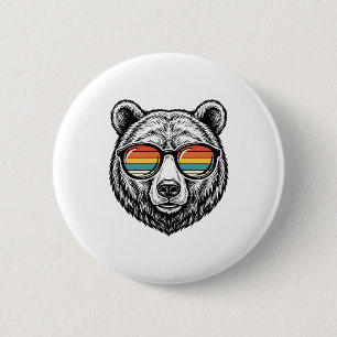 Chapa Redonda De 5 Cm Diseño gráfico vectorial de gafas de sol de oso vi