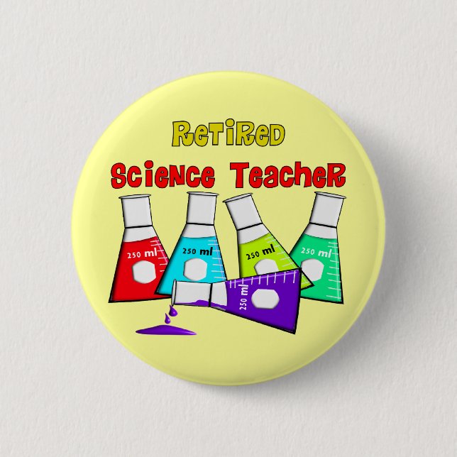 Chapa Redonda De 5 Cm Diseño jubilado de Beeker del profesor de ciencias (Anverso)
