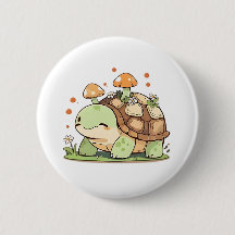 Diseño Kawaii Cottagecore de Tortuga del Bosque En