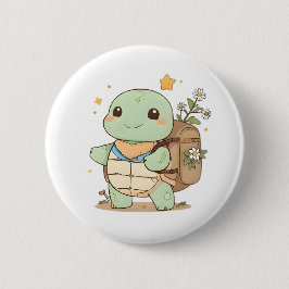 Chapa Redonda De 5 Cm Diseño Kawaii de Tortuga Viajera de Aventuras Lind
