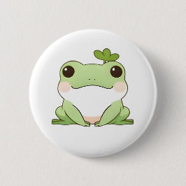 Chapa Redonda De 5 Cm Diseño Kawaii Simple de Rana Chibi Adorable Natura