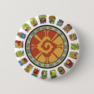 Chapa Redonda De 5 Cm Diseño maya del calendario