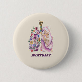 Chapa Redonda De 5 Cm Diseño médico de acuarela de anatomía de pulmón fl