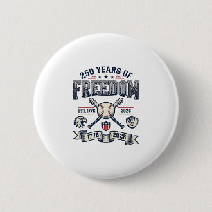 Chapa Redonda De 5 Cm Diseño patriótico de béisbol 250 años de libertad_