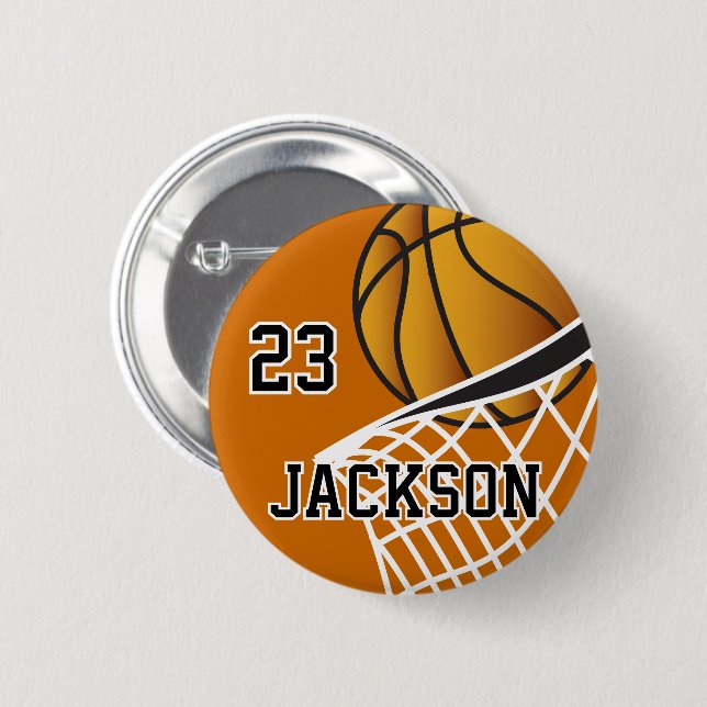 Chapa Redonda De 5 Cm Diseño personalizado del aro de baloncesto (Anverso y reverso)
