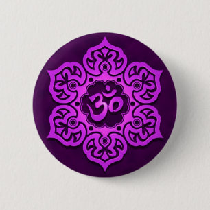 Chapa Redonda De 5 Cm Diseño púrpura floral de Aum