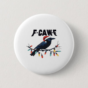Chapa Redonda De 5 Cm Diseño Retro Clásico de Navidad de Cuervo Divertid