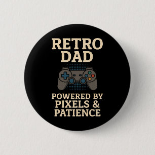 Chapa Redonda De 5 Cm Diseño retro Dad Pixel Gamer