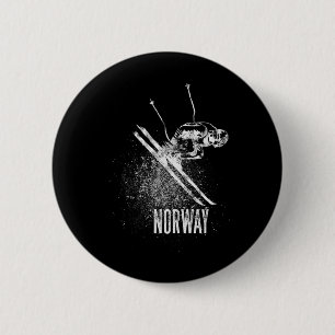 Chapa Redonda De 5 Cm Diseño Retro de Esquí en Pendiente de Noruega Mont
