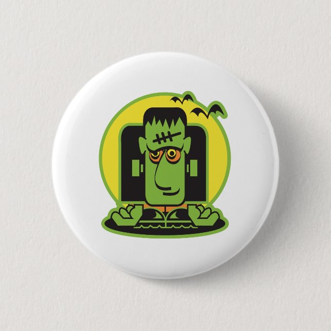 Chapa Redonda De 5 Cm diseño retro de frankenstein (Anverso)