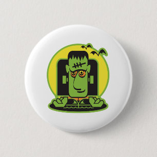 Chapa Redonda De 5 Cm diseño retro de frankenstein