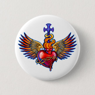 Chapa Redonda De 5 Cm Diseño sagrado de las alas del ángel del corazón