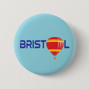 Chapa Redonda De 5 Cm Diseño tipográfico de globos aerostáticos de Brist