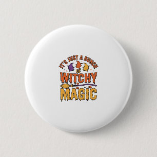 Chapa Redonda De 5 Cm Diseño tipográfico de Halloween de magia brujeril_