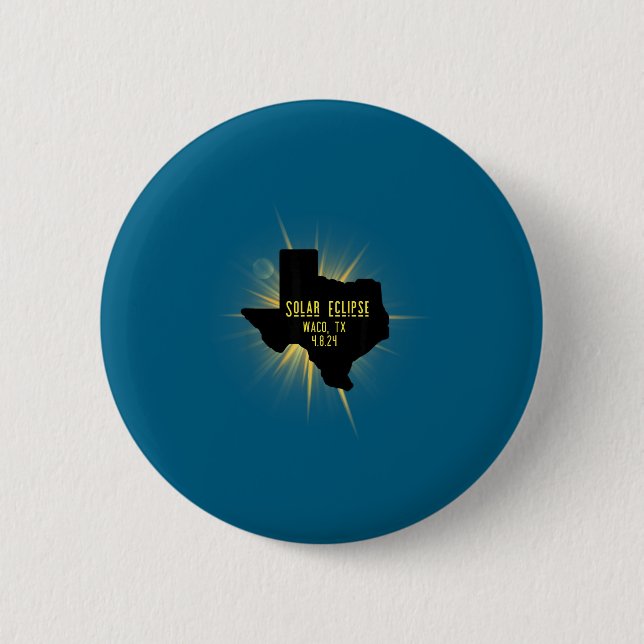 Chapa Redonda De 5 Cm Diseño Total Eclipse Solar Waco Tx (Anverso)