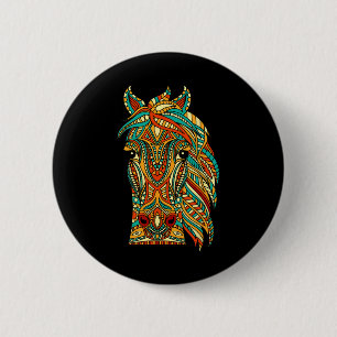 Chapa Redonda De 5 Cm Diseño tribal de caballos - Caballos de caballos L