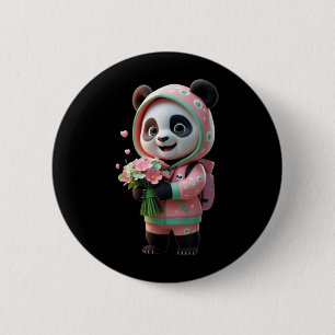 Chapa Redonda De 5 Cm Diseño Unisex de Flor Adorable con Panda para Homb