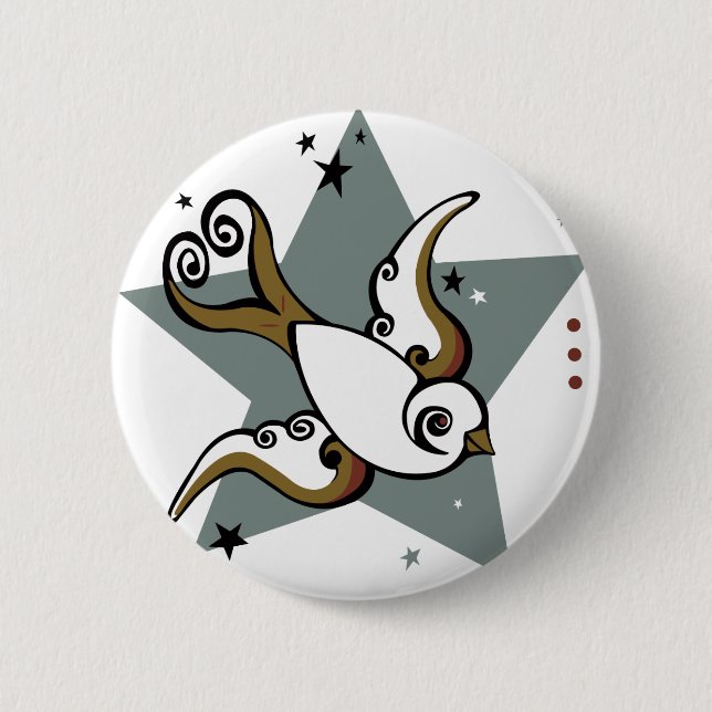Chapa Redonda De 5 Cm Diseño urbano del pájaro del trago del tatuaje (Anverso)