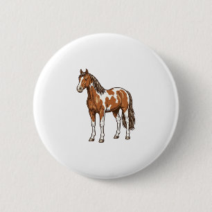 Chapa Redonda De 5 Cm Diseño vectorial de caballo Pinto grabado vintage_