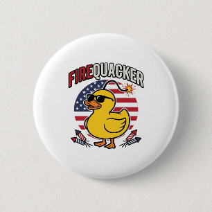 Chapa Redonda De 5 Cm Diseño vectorial de fuegos artificiales de pato pa