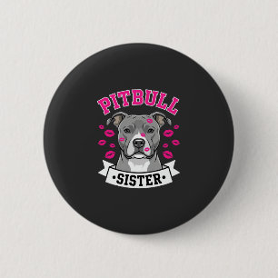 Chapa Redonda De 5 Cm Diseño Vectorial de Hermana Amante de Pitbull