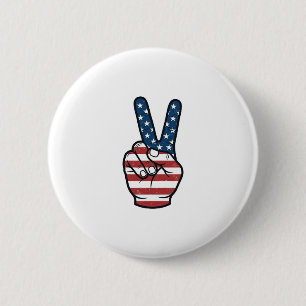 Chapa Redonda De 5 Cm Diseño vectorial de mano con signo de paz patrióti