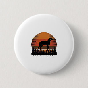 Chapa Redonda De 5 Cm Diseño vectorial de perro de caza vintage atardece