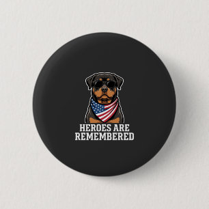 Chapa Redonda De 5 Cm Diseño vectorial de perro héroe Rottweiler patriót