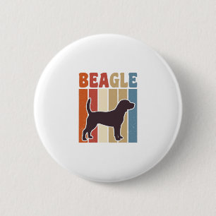 Chapa Redonda De 5 Cm Diseño vectorial de raya retro de perro Beagle vin
