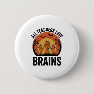 Chapa Redonda De 5 Cm Diseño vectorial vintage de cerebros de Halloween 